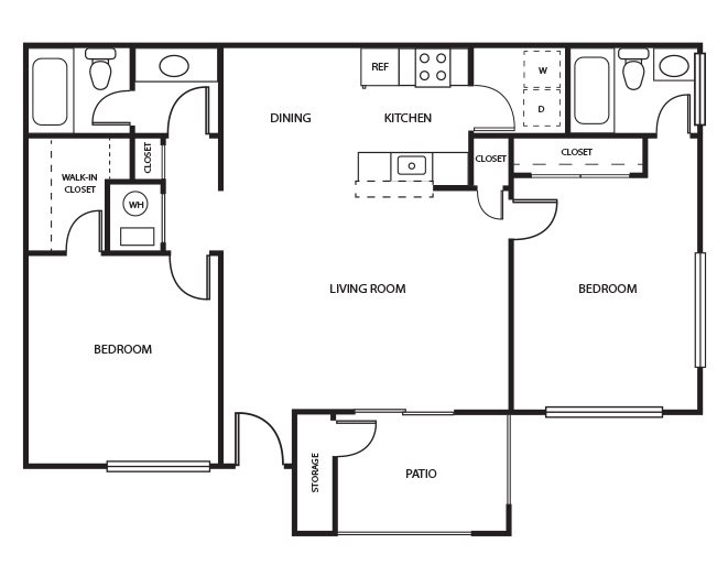 2B 2 BA Floor Plan 4